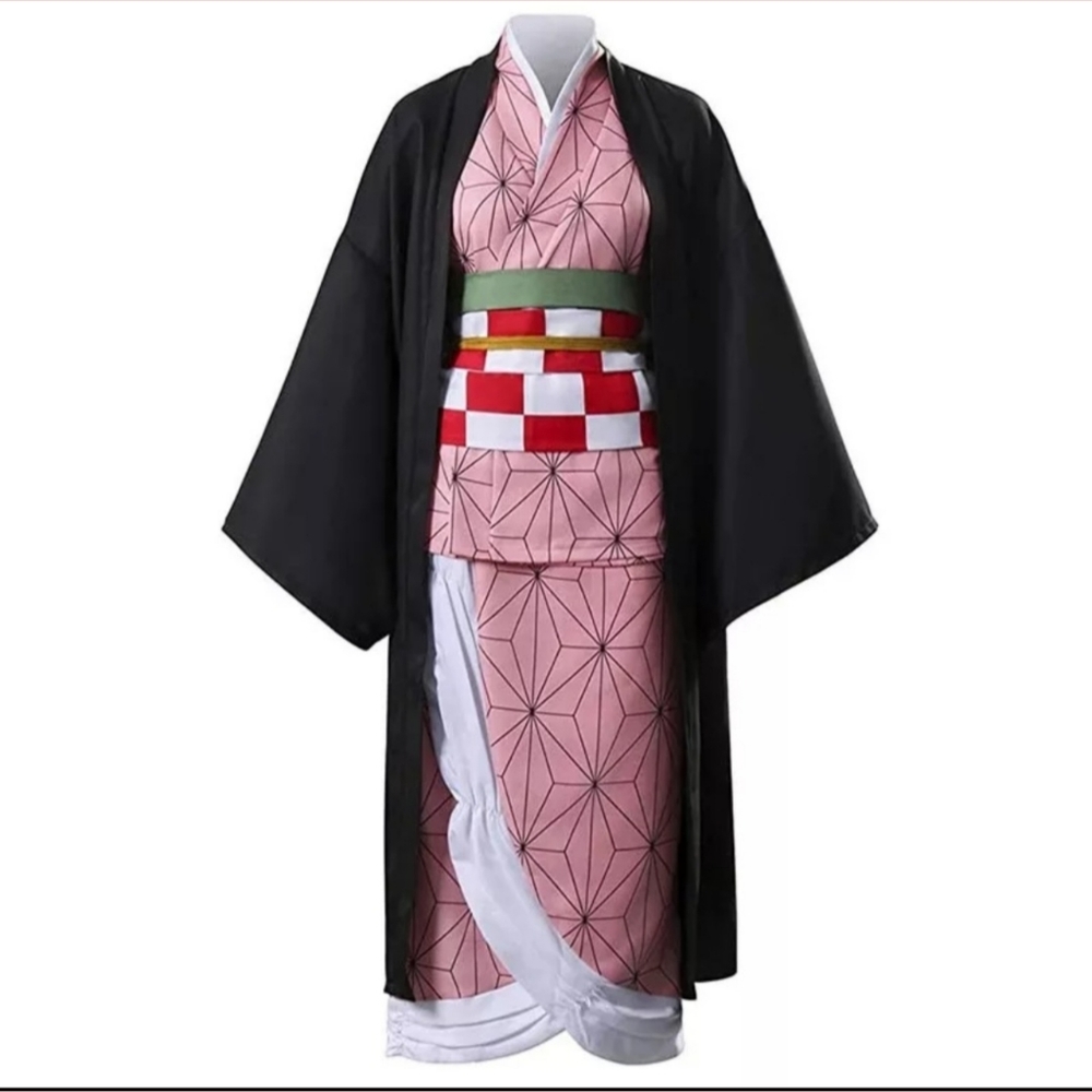 Demon Slayer Nezuko Robe cosplay Costume set wig - Picture 2 of 4